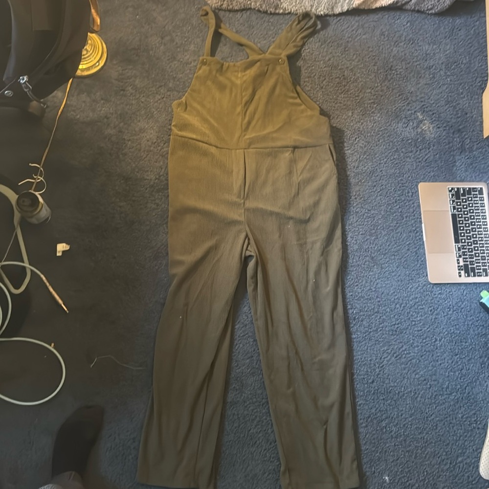 Green corduroy women’s wide leg jumpsuit